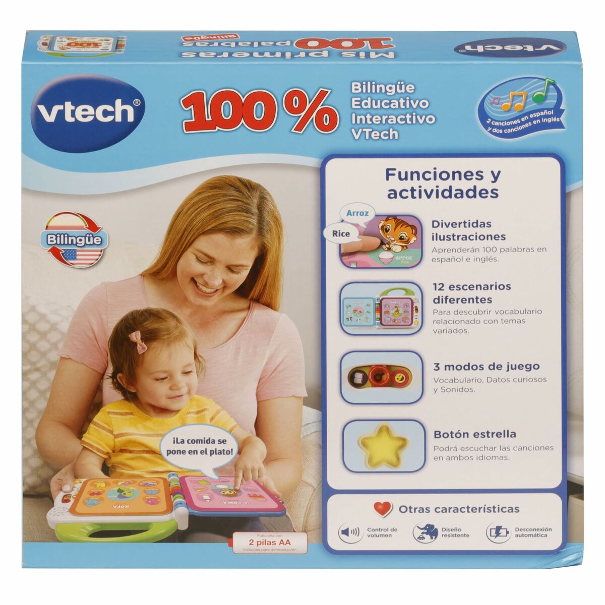 Interaktiv barnbok Vtech Mis primeras 100 palabras-Bebis, Leksaker för småbarn-Vtech-peaceofhome.se