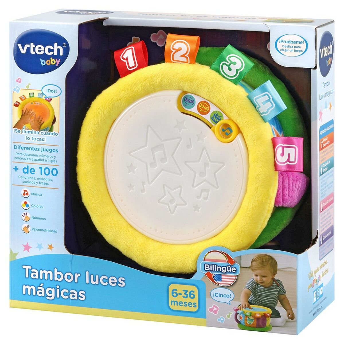 Interaktiv leksak Vtech Baby Trumma (ES-EN)-Bebis, Leksaker för småbarn-Vtech-peaceofhome.se