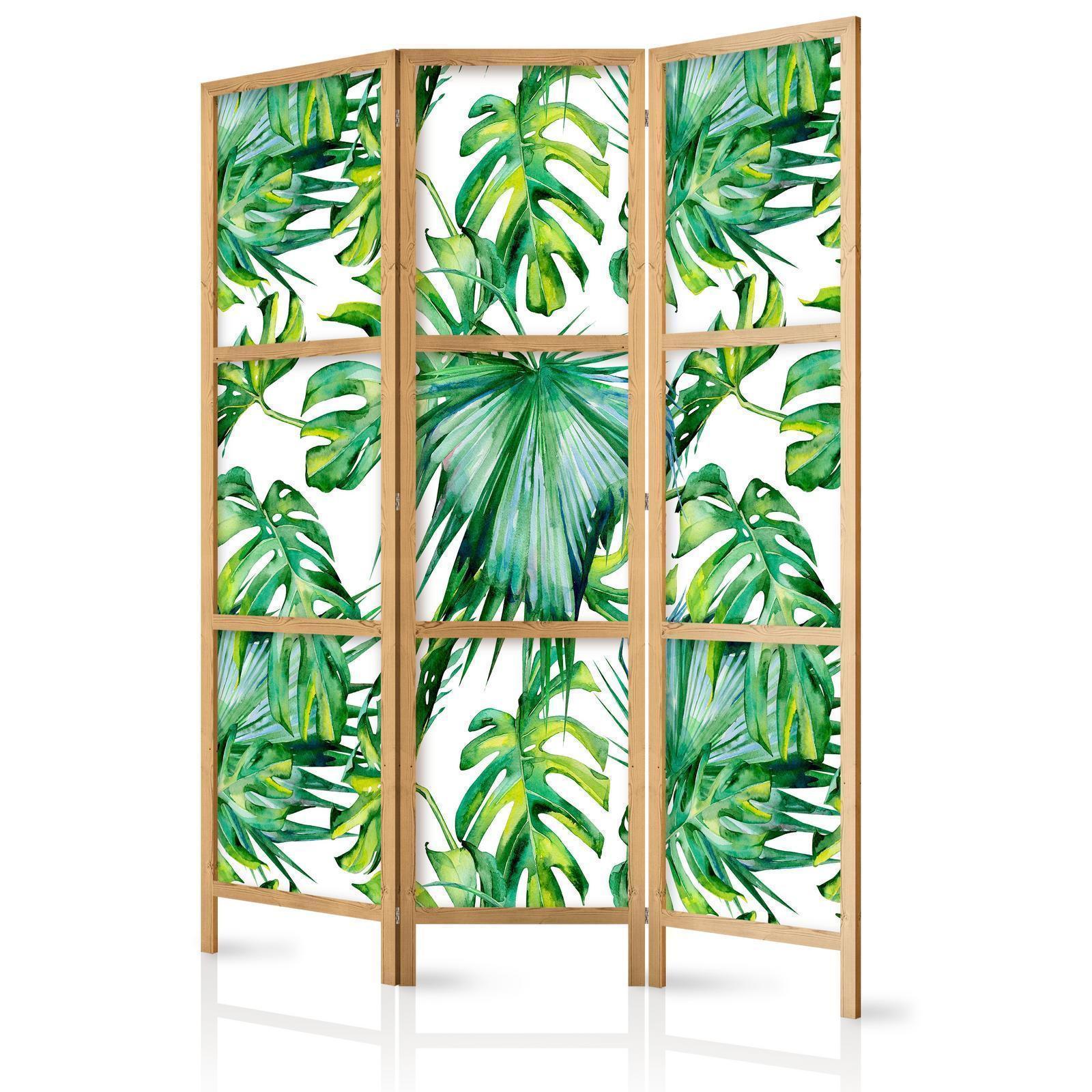 Japansk rumsavdelare - Monstera and Palm Leaves I-Japanska rumsavdelare-Artgeist-peaceofhome.se