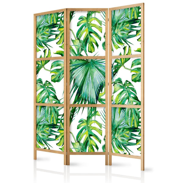 Japansk rumsavdelare - Monstera and Palm Leaves I-Japanska rumsavdelare-Artgeist-peaceofhome.se