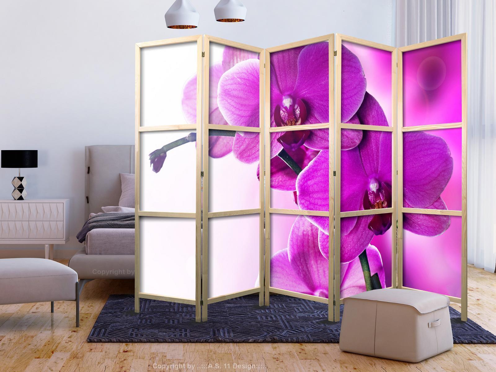 Japansk rumsavdelare - Violet Orchids II-Japanska rumsavdelare-Artgeist-peaceofhome.se