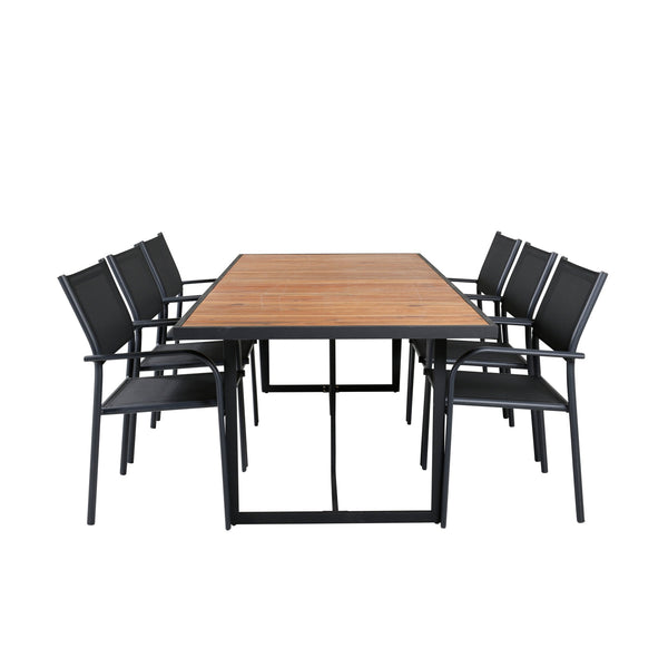 KHUNG SANTORINI Matbord 200x100 cm + 6 stolar | Utemöbler-Matgrupp Utomhus-Venture Home-peaceofhome.se