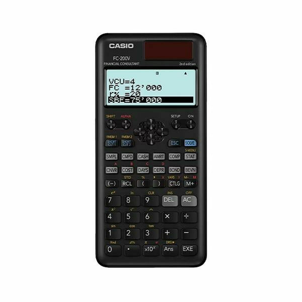 Kalkylator Casio FC-200V-2-W-ET Svart-Kontor och Kontorsmaterial, Kontorselektronik-Casio-peaceofhome.se