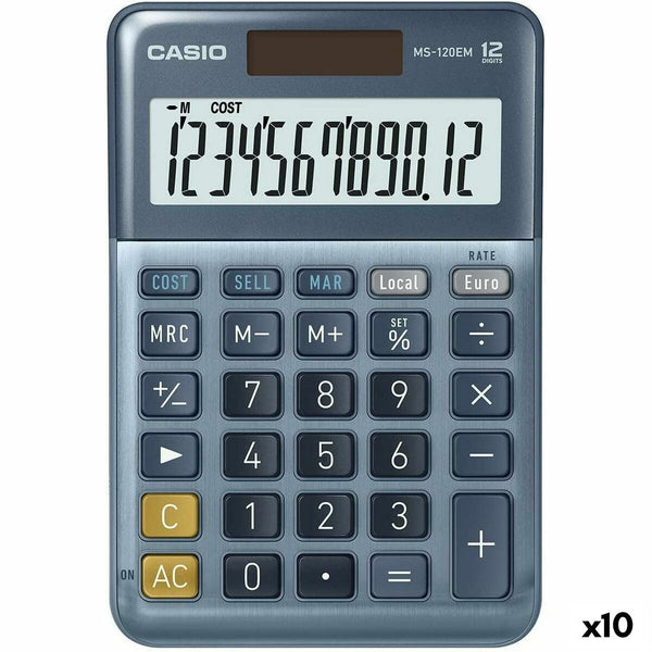 Kalkylator Casio MS-100EM Blå (10 antal)