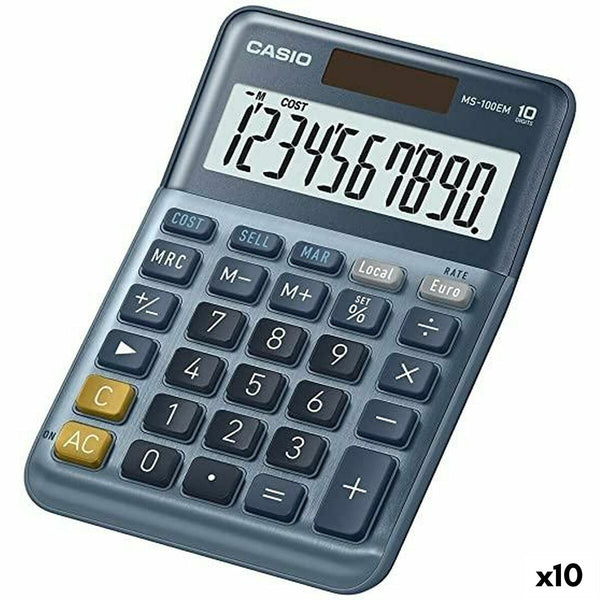 Kalkylator Casio MS-100EM Blå (10 antal)-Kontor och Kontorsmaterial, Kontorselektronik-Casio-peaceofhome.se