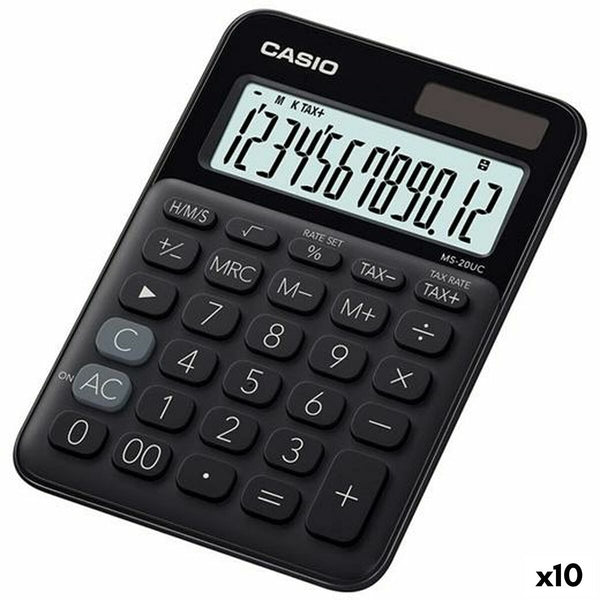Kalkylator Casio MS-20UC 2,3 x 10,5 x 14,95 cm Svart (10 antal)-Kontor och Kontorsmaterial, Kontorselektronik-Casio-peaceofhome.se