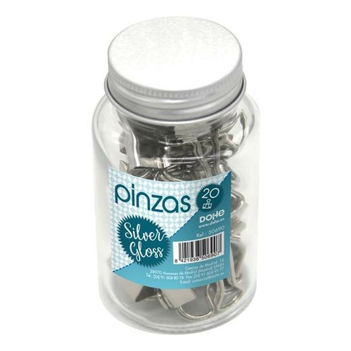 Klämmor DOHE SILVER GLOSS Silvrig Metall 19 mm 20 Delar (6 antal)-Kontor och Kontorsmaterial, Kontorsmaterial-DOHE-peaceofhome.se