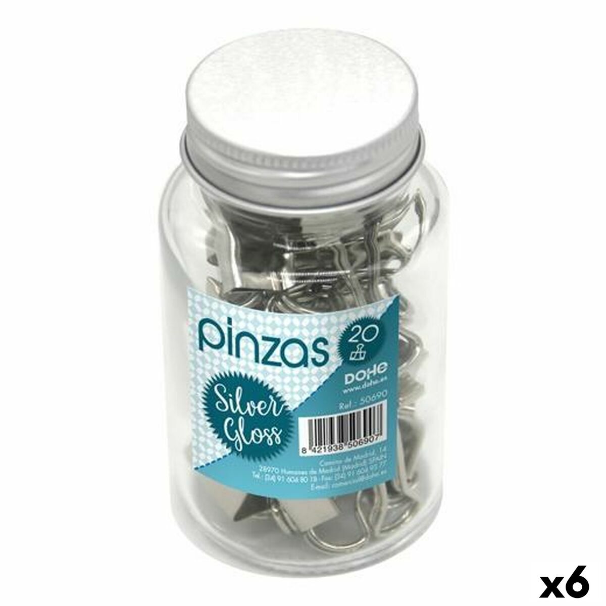 Klämmor DOHE SILVER GLOSS Silvrig Metall 19 mm 20 Delar (6 antal)-Kontor och Kontorsmaterial, Kontorsmaterial-DOHE-peaceofhome.se