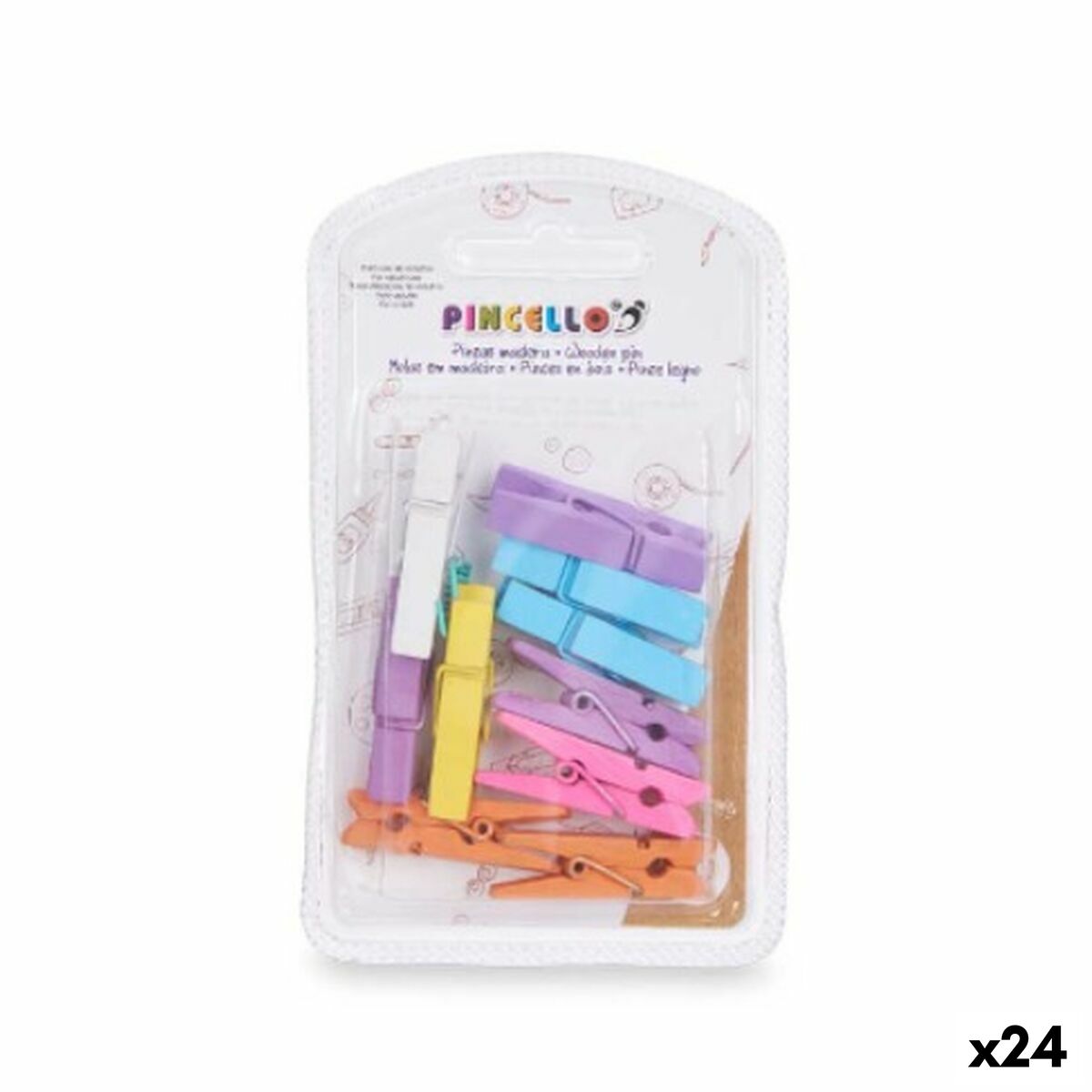 Klämmor Pincello 397 397 Multicolour Trä Medium (24 antal)-Kontor och Kontorsmaterial, Kontorsmaterial-Pincello-peaceofhome.se