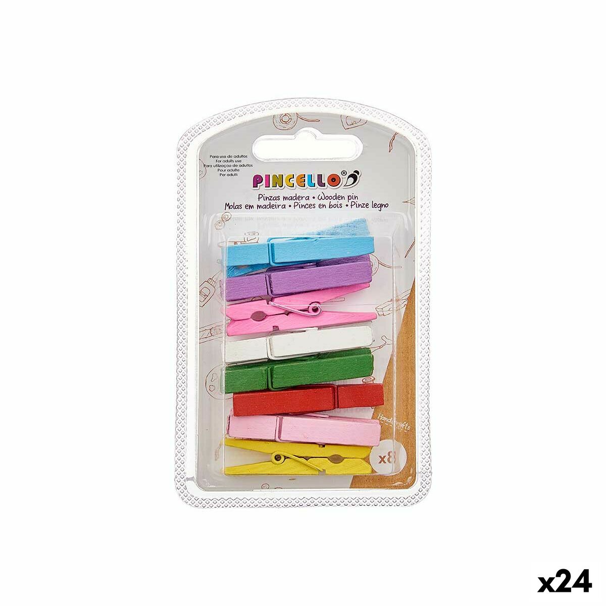 Klämmor Pincello 398 398 Multicolour Trä Stor (24 antal)-Kontor och Kontorsmaterial, Kontorsmaterial-Pincello-peaceofhome.se