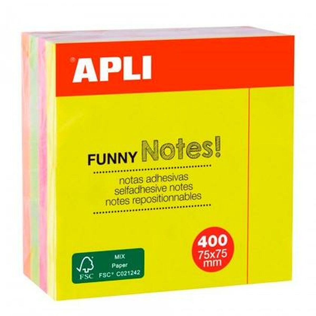 Klisterlappar Apli Funny Multicolour 75 x 75 mm (48 antal)-Kontor och Kontorsmaterial, Pappersprodukter för kontoret-Apli-peaceofhome.se