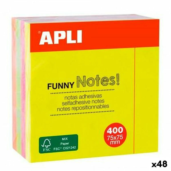 Klisterlappar Apli Funny Multicolour 75 x 75 mm (48 antal)-Kontor och Kontorsmaterial, Pappersprodukter för kontoret-Apli-peaceofhome.se