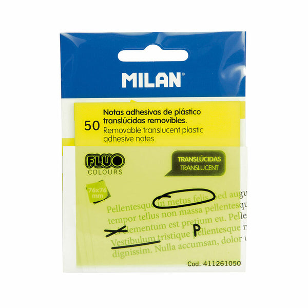 Klisterlappar Milan 411261050 Fluor 76 x 76 mm Genomskinligt-Kontor och Kontorsmaterial, Pappersprodukter för kontoret-Milan-peaceofhome.se