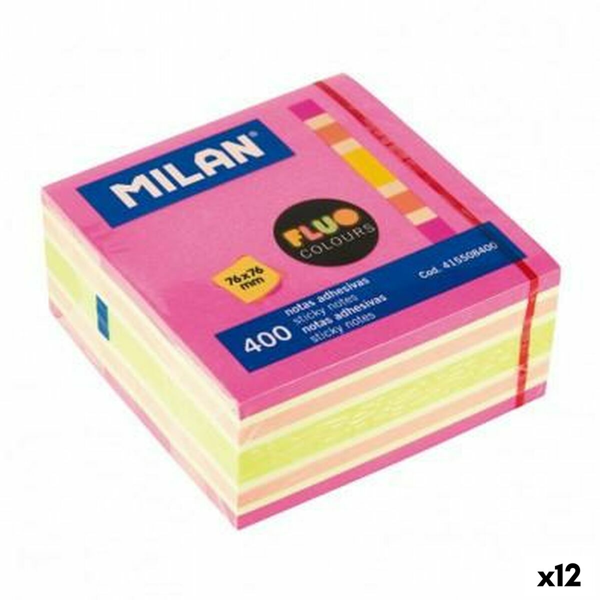 Klisterlappar Milan Multicolour 76 x 76 mm (12 antal)-Kontor och Kontorsmaterial, Pappersprodukter för kontoret-Milan-peaceofhome.se