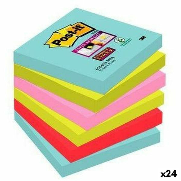 Klisterlappar Post-it Super Sticky 76 x 76 mm Multicolour (24 antal)-Kontor och Kontorsmaterial, Pappersprodukter för kontoret-Post-it-peaceofhome.se