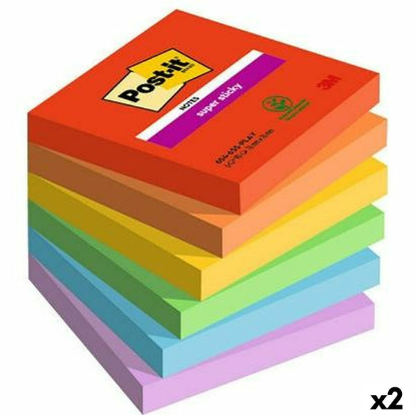 Klisterlappar Post-it Super Sticky Multicolour 6 Delar 76 x 76 mm (2 antal)-Kontor och Kontorsmaterial, Pappersprodukter för kontoret-Post-it-peaceofhome.se