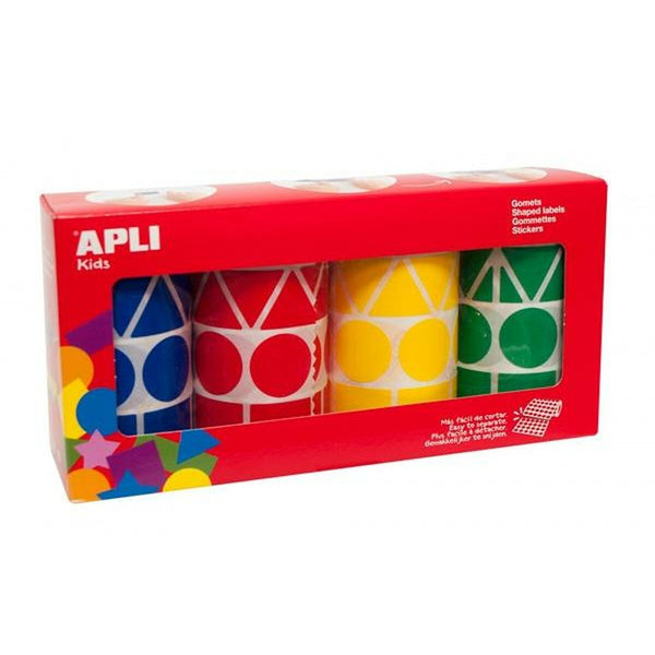 Klistermärken Apli Gomets Gul Blå Röd Grön Rulle Geometriska former (4 Delar)-Leksaker och spel, Kreativa aktiviteter-Apli-peaceofhome.se