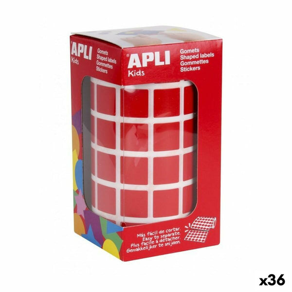 Klistermärken Apli Gomets Röd Fyrkantig 15 x 15 cm (36 antal)-Kontor och Kontorsmaterial, Kontorsmaterial-Apli-peaceofhome.se