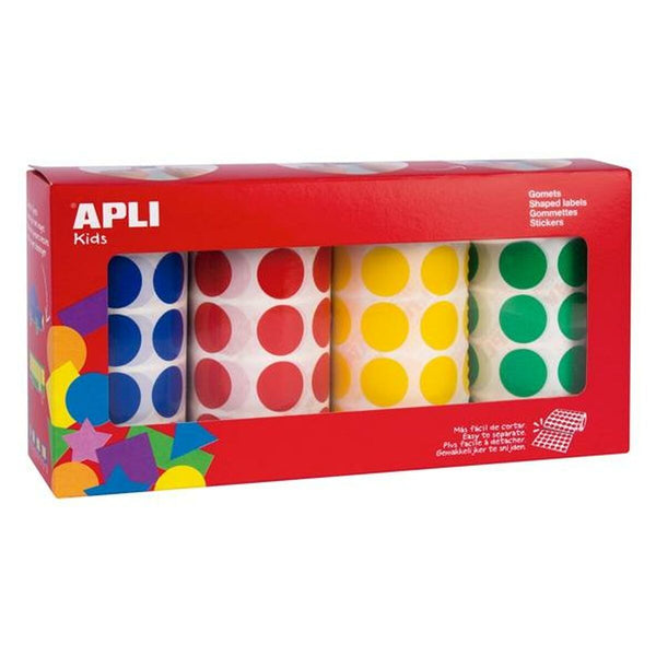 Klistermärken Apli Gomets Rulle Gul Blå Röd Grön Cirklar Rund (4 Delar)-Leksaker och spel, Kreativa aktiviteter-Apli-peaceofhome.se