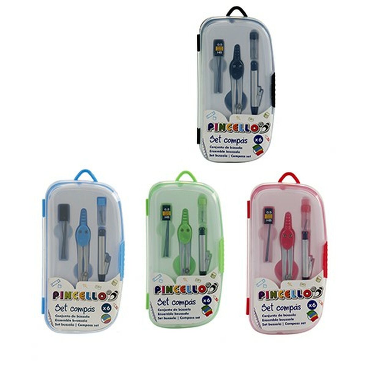 Kompass Pincello 2,5 x 19,5 x 10 cm Pennset (12 antal)-Kontor och Kontorsmaterial, Skol- och utbildningsmaterial-Pincello-peaceofhome.se