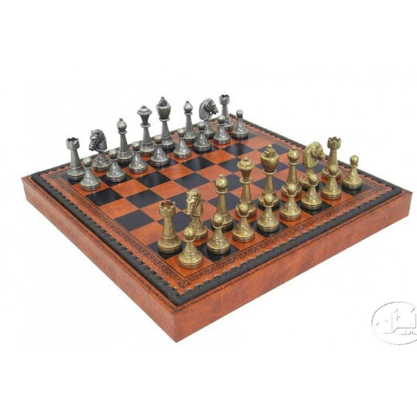 Komplett Schack set 040 Metal chess men + leatherette chess board 35 x 35 cm-Schack-Klevrings Sverige-peaceofhome.se