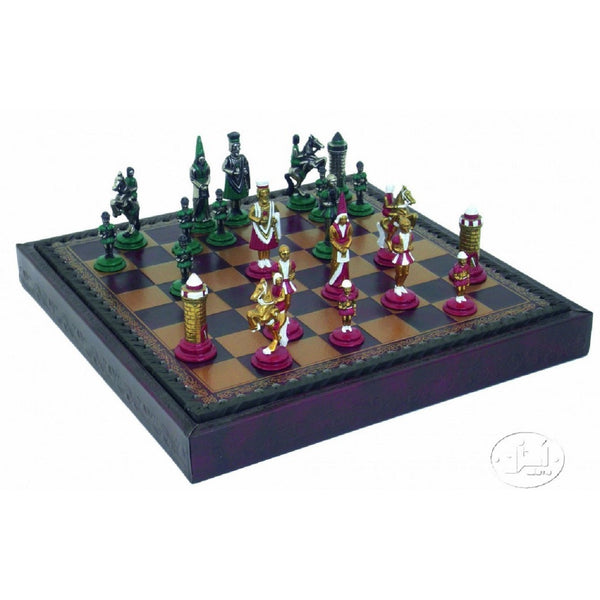 Komplett Schack set 052 Chess men made in painted metal + Leatherette Chess Board 28x28cm-Schack-Klevrings Sverige-peaceofhome.se