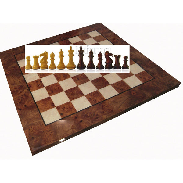 Komplett schack set E002 Schackbräde i Ljungträ och Alm 60x60 cm, blank yta, Pjäser i Rosenträ Kungens höjd 10cm-Schack-Klevrings Sverige-peaceofhome.se