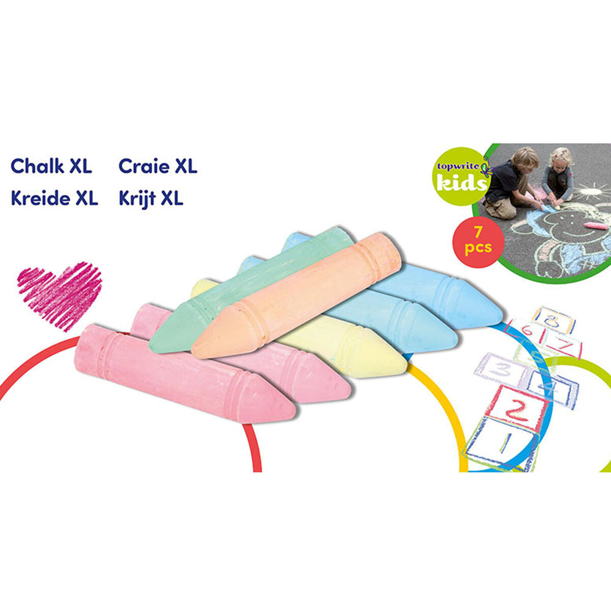 Kritor Topwrite Kids XL (7 Delar)-Kontor och Kontorsmaterial, Kulspetspennor, pennor och skrivverktyg-Topwrite Kids-peaceofhome.se