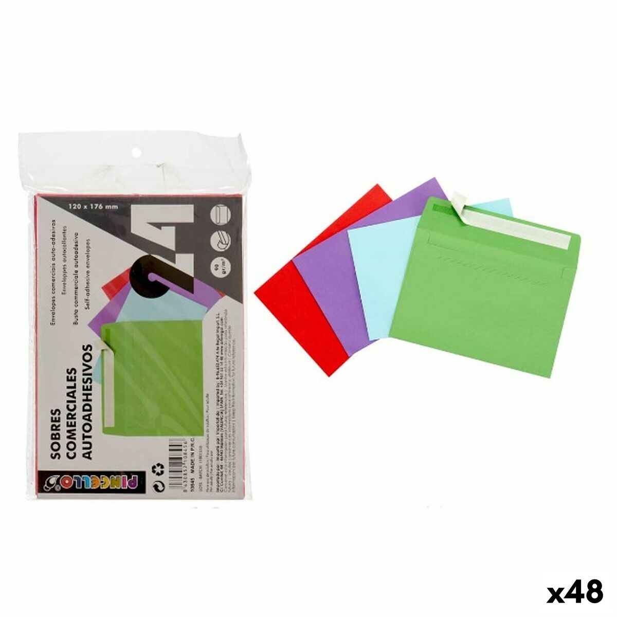 Kuvert Pincello 12X17-24 12X17-24 Multicolour Papper 12 x 1 x 17,5 cm 120 x 176 mm (48 antal)-Kontor och Kontorsmaterial, Kuvert och posttillbehör-Pincello-peaceofhome.se