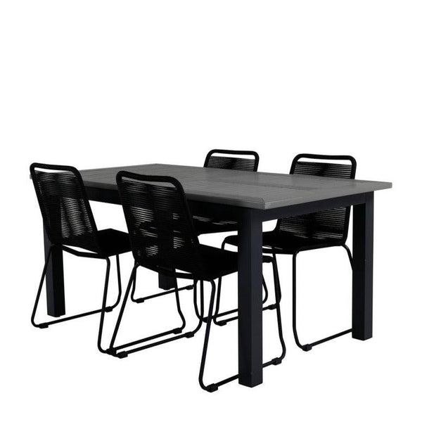 LINDOS ALBANY Matbord 160/240x100 cm + 4 stolar | Utemöbler-Matgrupp Utomhus-Venture Home-peaceofhome.se
