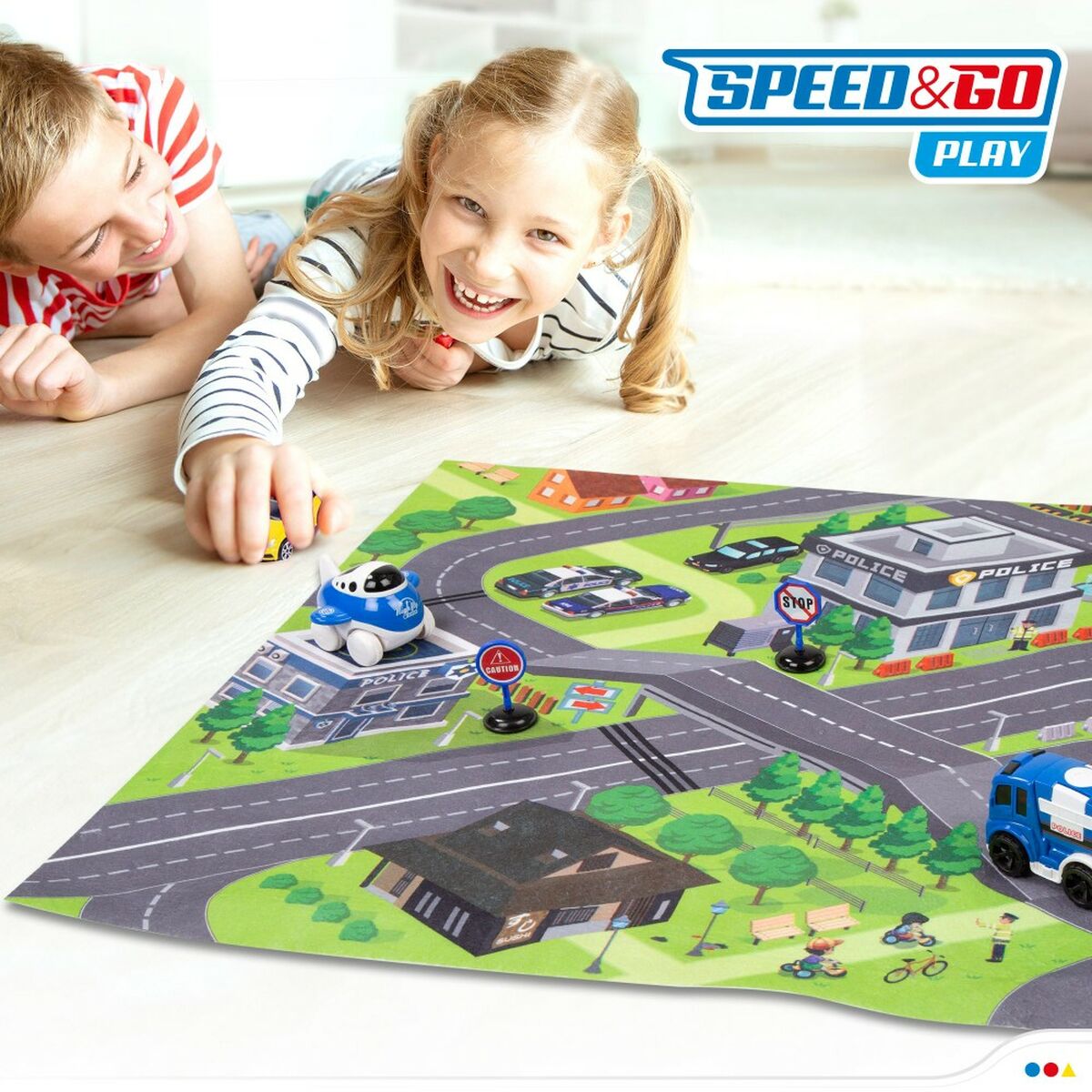Lekmatta Speed & Go Dodatki Fordon Väg Tyg Plast (6 antal)-Bebis, Aktiviteter och underhållning-Speed & Go-peaceofhome.se