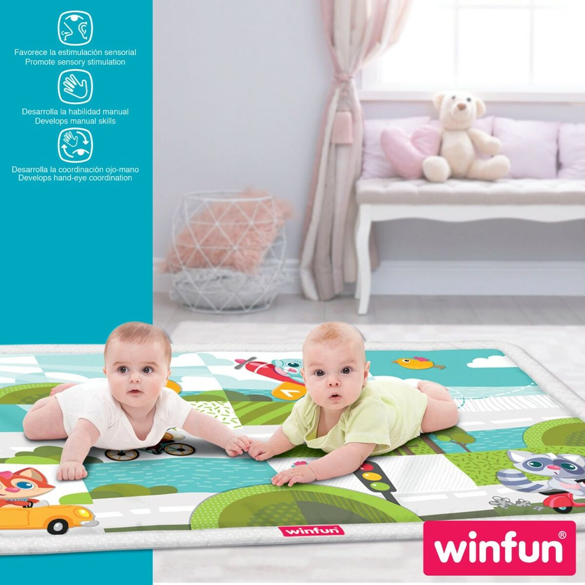Lekmatta Winfun djur Tyg (2 antal)-Bebis, Aktiviteter och underhållning-Winfun-peaceofhome.se