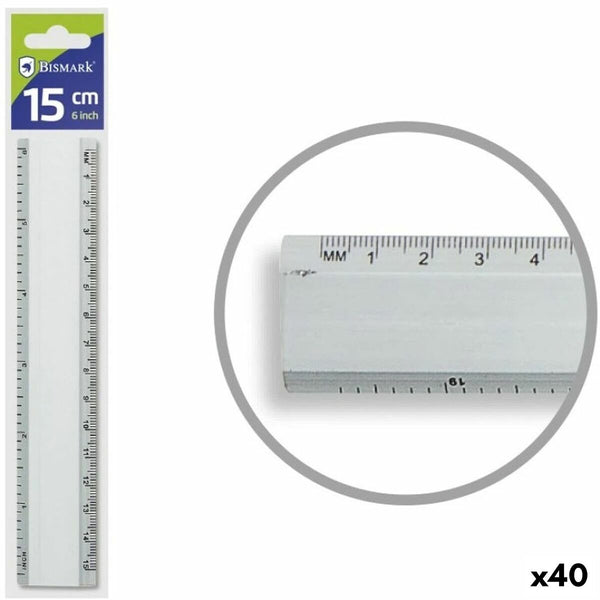 Linjal Bismark Silvrig Aluminium 15 cm (40 antal)