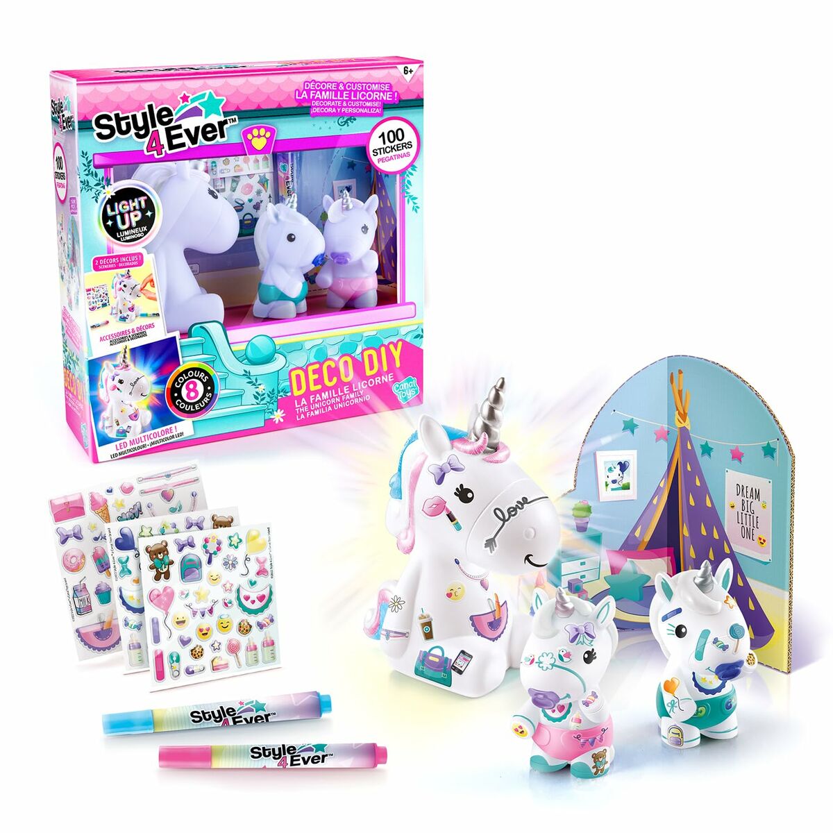 Lysande enhörning Canal Toys Style 4 Ever Vit Multicolour-Leksaker och spel, Kreativa aktiviteter-Canal Toys-peaceofhome.se