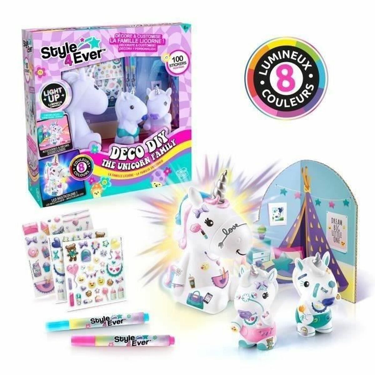 Lysande enhörning Canal Toys Style 4 Ever Vit Multicolour-Leksaker och spel, Kreativa aktiviteter-Canal Toys-peaceofhome.se