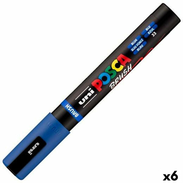 Markör BRUSH POSCA PC-5BR Blå (6 antal)-Kontor och Kontorsmaterial, konst och hantverk-POSCA-peaceofhome.se