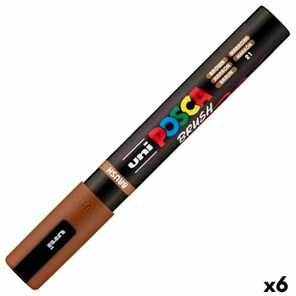 Markör BRUSH POSCA PC-5BR Brun (6 antal)-Kontor och Kontorsmaterial, konst och hantverk-POSCA-peaceofhome.se