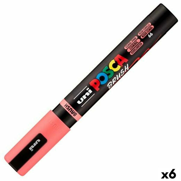 Markör BRUSH POSCA PC-5BR Korall (6 antal)-Kontor och Kontorsmaterial, konst och hantverk-POSCA-peaceofhome.se