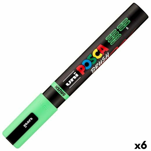 Markör BRUSH POSCA PC-5BR Ljusgrön (6 antal)-Kontor och Kontorsmaterial, konst och hantverk-POSCA-peaceofhome.se