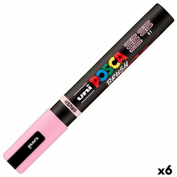 Markör BRUSH POSCA PC-5BR Ljusrosa (6 antal)-Kontor och Kontorsmaterial, konst och hantverk-POSCA-peaceofhome.se