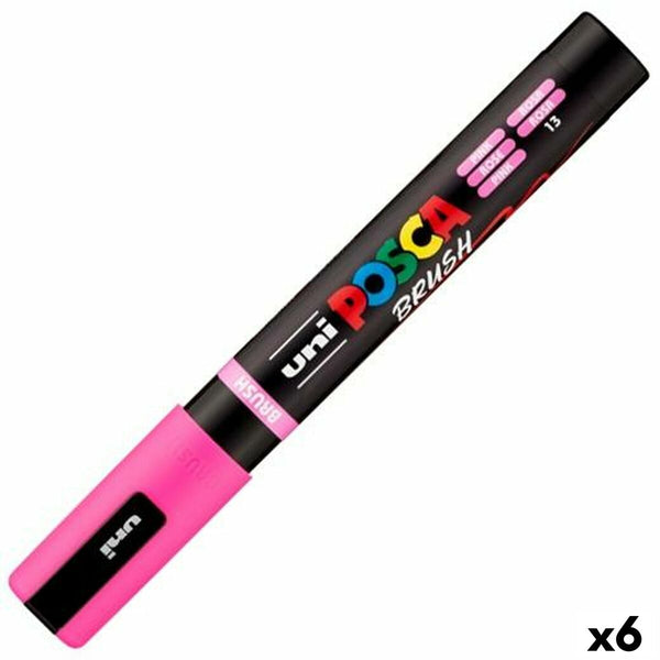 Markör BRUSH POSCA PC-5BR Rosa (6 antal)-Kontor och Kontorsmaterial, konst och hantverk-POSCA-peaceofhome.se