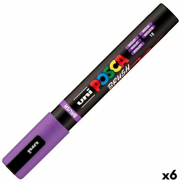 Markör BRUSH POSCA PC-5BR Violett (6 antal)-Kontor och Kontorsmaterial, konst och hantverk-POSCA-peaceofhome.se