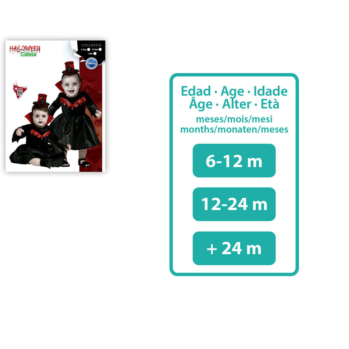 Maskeraddräkt bebis Kvinnlig vampyr + 24 månader-Leksaker och spel, Fancy klänning och accessoarer-BigBuy Carnival-peaceofhome.se