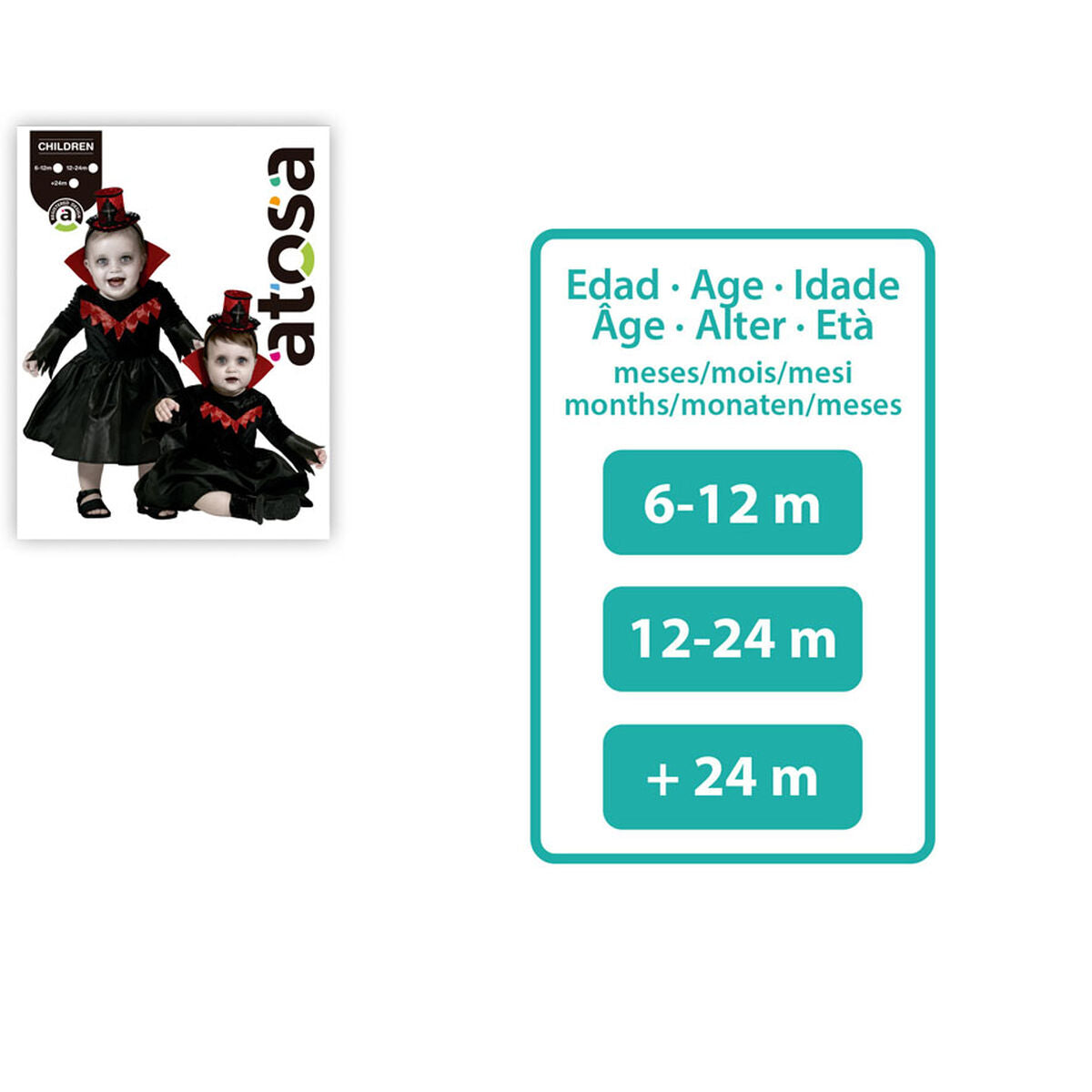 Maskeraddräkt bebis Kvinnlig vampyr Halloween-Leksaker och spel, Fancy klänning och accessoarer-BigBuy Carnival-peaceofhome.se