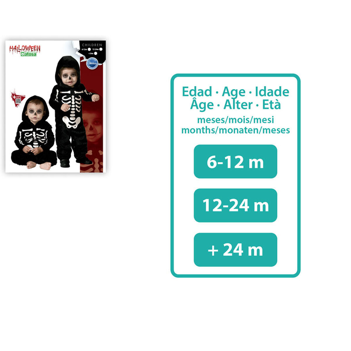 Maskeraddräkt bebis Skelett 6-12 månader-Leksaker och spel, Fancy klänning och accessoarer-BigBuy Carnival-peaceofhome.se