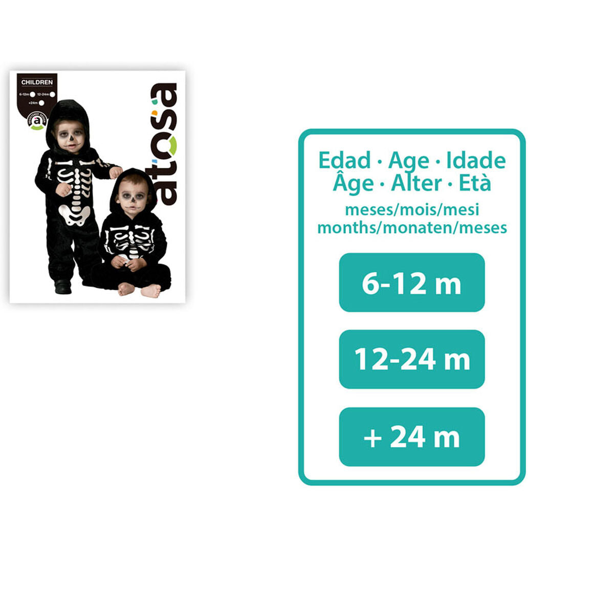 Maskeraddräkt bebis Skelett Halloween-Leksaker och spel, Fancy klänning och accessoarer-BigBuy Carnival-peaceofhome.se