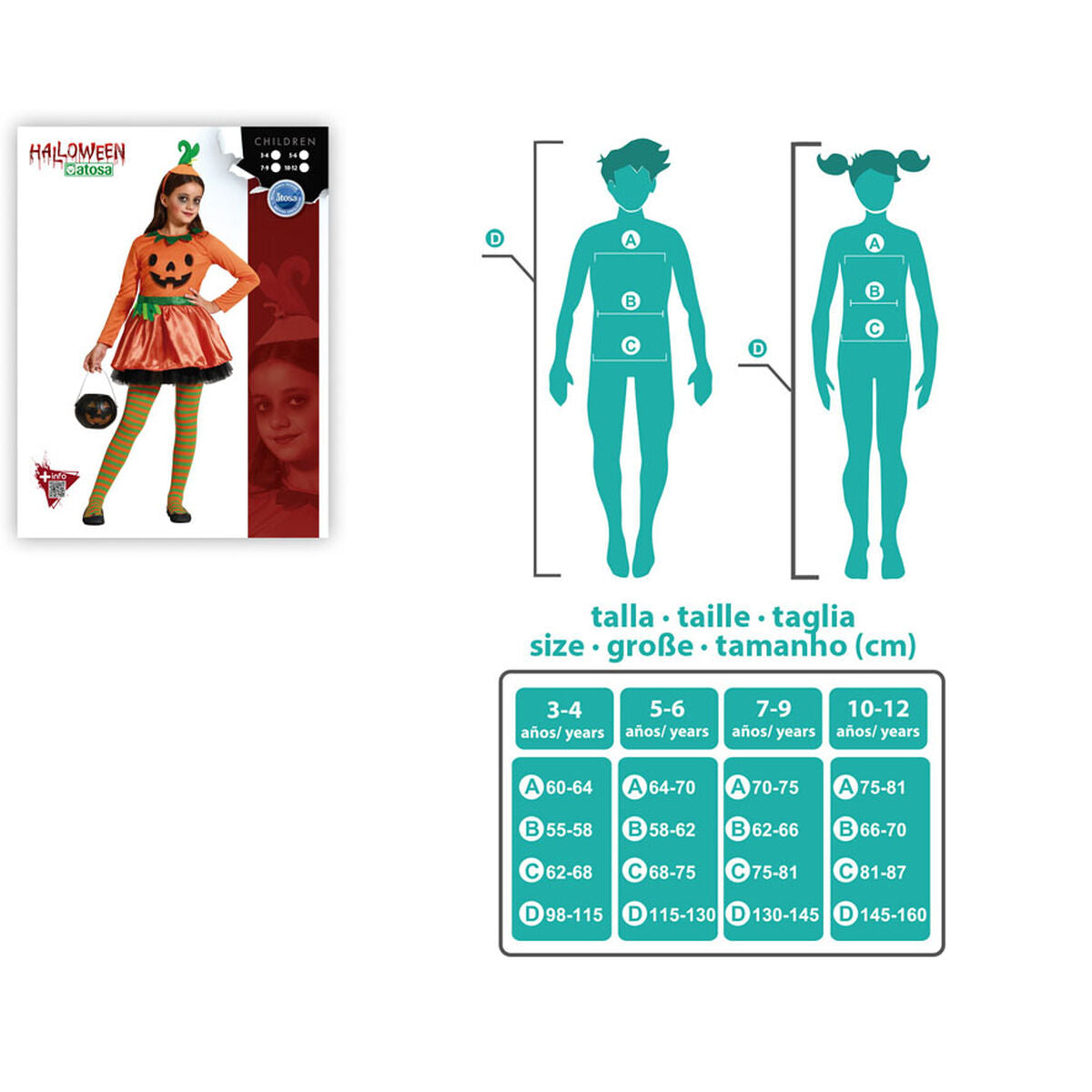 Maskeraddräkt för barn 5-6 år Pumpa-Leksaker och spel, Fancy klänning och accessoarer-BigBuy Carnival-peaceofhome.se