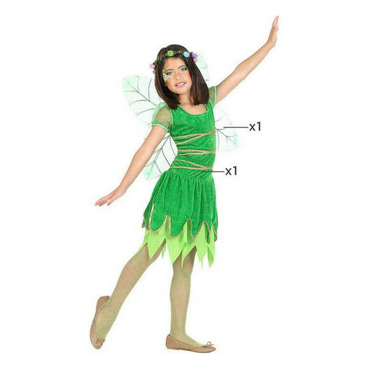 Maskeraddräkt för barn Grön Vårfe Fantasi (2 Delar) (2 pcs)-Leksaker och spel, Fancy klänning och accessoarer-BigBuy Carnival-peaceofhome.se