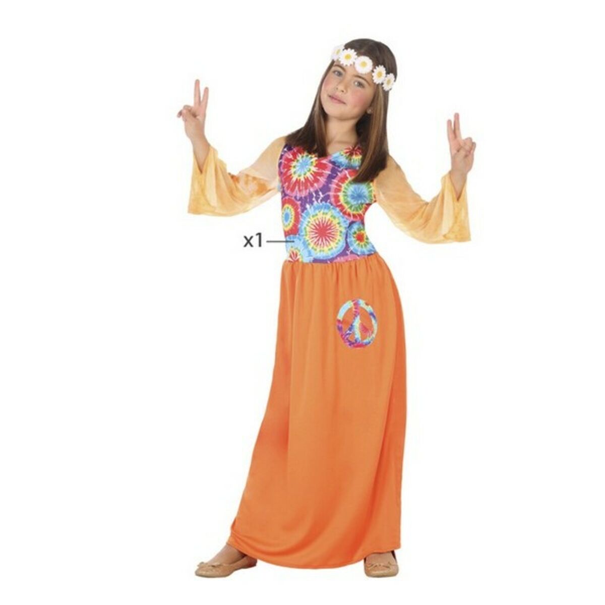 Maskeraddräkt för barn Hippie Orange (1 Pc)-Leksaker och spel, Fancy klänning och accessoarer-BigBuy Carnival-peaceofhome.se