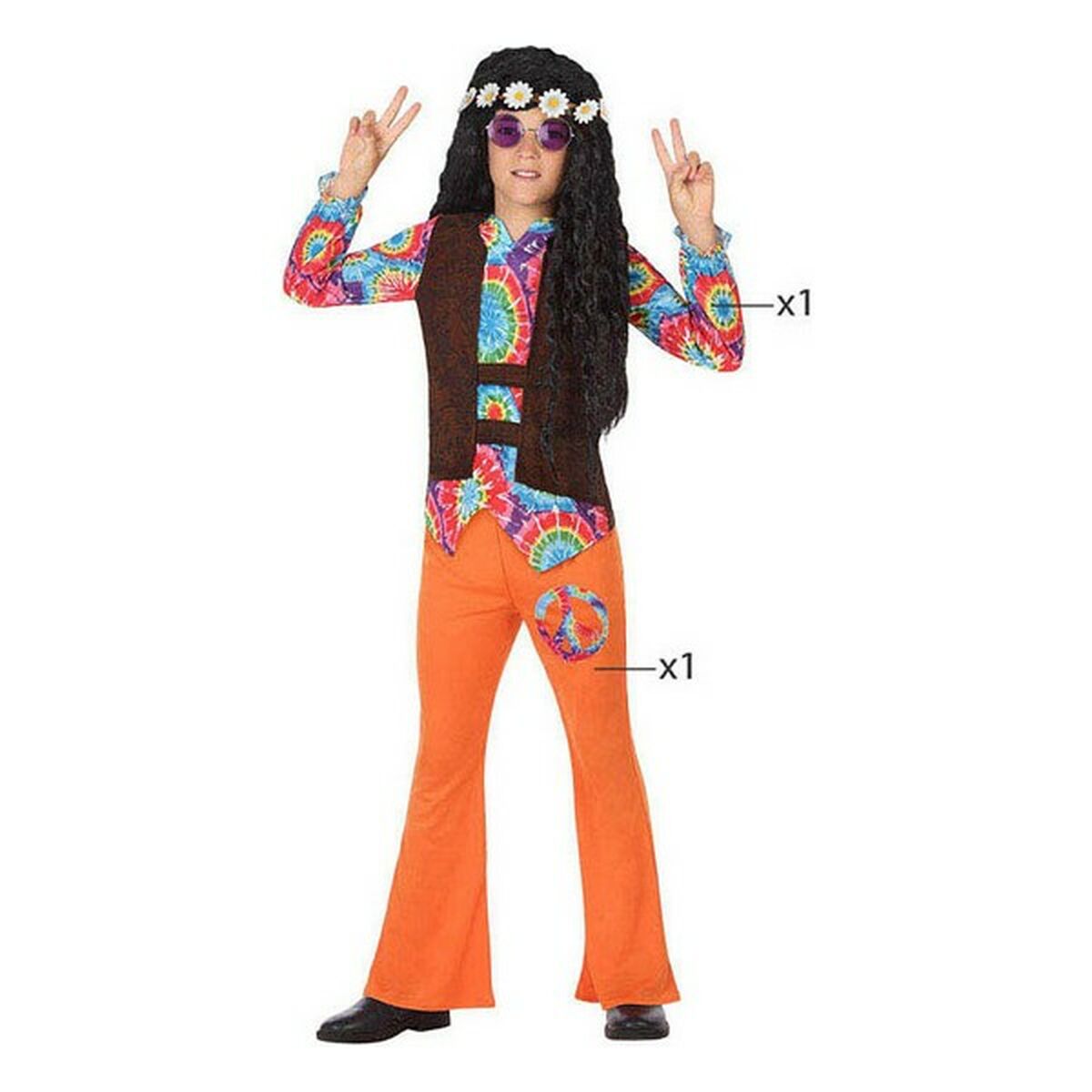 Maskeraddräkt för barn Hippie Orange (2 Pcs)-Leksaker och spel, Fancy klänning och accessoarer-BigBuy Carnival-peaceofhome.se